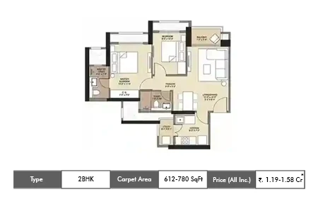 2 BHK 612 - 780 SqFt